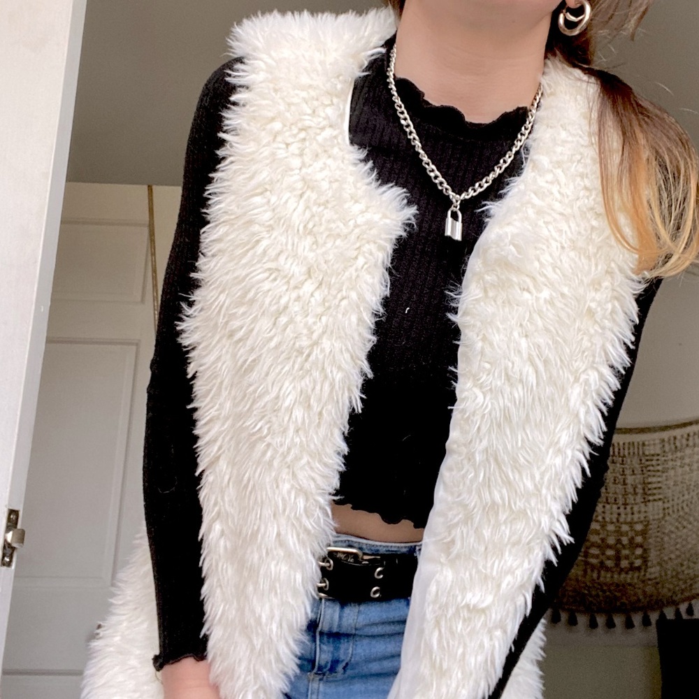 White Fuzzy Vest
